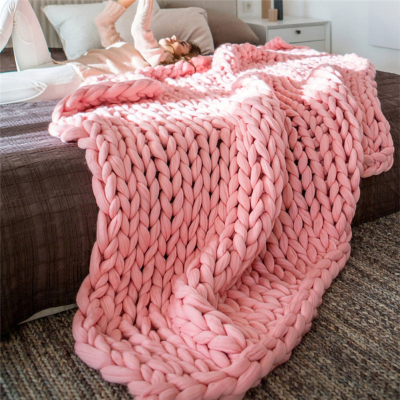Details about   Chunky Knit Blanket Thick Winter Warm Hand Yarn Merino Bulky Throw 